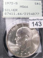 1972S SILVER EISENHOWER DOLLAR MS66