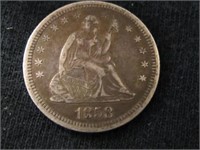 1858 SEATED LIBERTY QUARTER DOLLAR