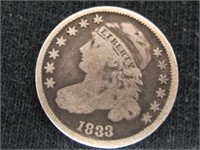 1833 CAPPED BUST DIME LAST 3 HIGH