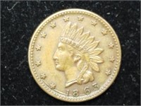 1863  INDIAN HEAD CIVIL WAR TOKEN CROSSED CANNON