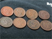 8 PC. ONE CENT COLLECTION 1848-1854 & 1856