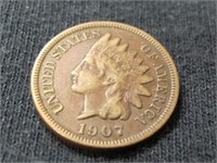 1907 INDIAN HEAD ONE CENT BRONZE EF CONDITION