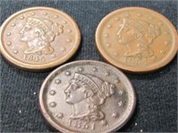 LOT OF 3 LARGE CENT PIECES 1945, 1951, 1954