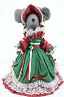 20"T Standing Christmas Mouse w Bonnet & Dress