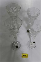 4 WATERFORD CRYSTAL STEMS 2 PEACE TOASTING FLUTES