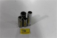 4 BLUE-POINT AND SNAP-ON DEEP WELL SOCKETS