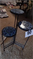 THREE TIERED GLASS MOSAIC PLANT STAND-25"