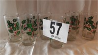 8 HOLLY WATER GLASSES