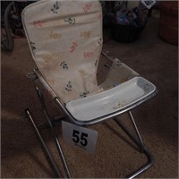 VINTAGE TABLE TOP METAL FRAME BABY CHAIR WITH