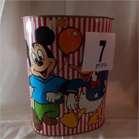 VINTAGE MICKEY MOUSE AND DONALD DUCK WASTE BASKET