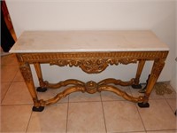VINTAGE FRENCH ENTRY TABLE MARBLE TOP
