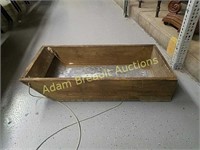 Old galvanized and wood ice fishing sled, 15 x 30