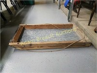 Old galvanized Inwood Ice Fishing sled, 23 x 43 x