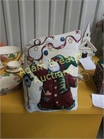 Snowman decorative weighted pillow decor, 10 x 13