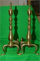 PAIR OF BRASS ANDIRONS FOR YOUR FIREPLACE