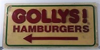 Plastic Gollys Hamburgers sign