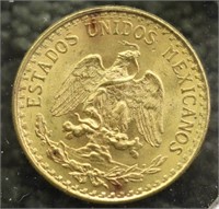 1945 GOLD 2 PESO  GEM