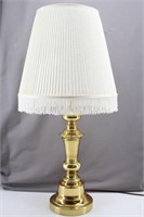 Brass Table Lamp with Fringed Shade