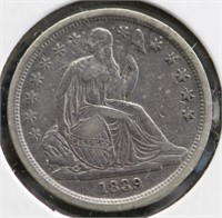 1839 SEATED DIME  XF RARE CONDITION AND COIN