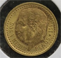 1945 GOLD 2 1/2 PESO  GEM UNC