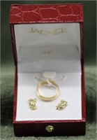Child's 10K Gold Ring & 14K Gold Earrings