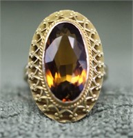 14k Gold Citrine Gemstone Ring