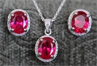 Platinum over Sterling Ruby & Diamond Jewelry