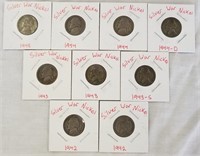 9 pcs. Silver Wartime Nickels