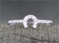 Sterling Silver White Crystal Horseshoe Ring