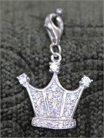 Sterling Silver White Crystal Crown Charm