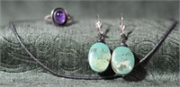 3 pcs. Sterling Silver Earrings, Necklace & Ring