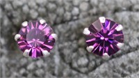 Sterling Silver Purple Crystal Stud Earrings