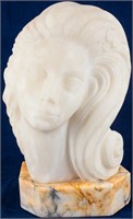 Art 1980 Alabaster Sculpture Female Figure Lamp