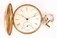 JOHN HARRISON 14K YELLOW GOLD ENAMEL POCKETWATCH