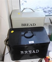 Two enamel bread bins