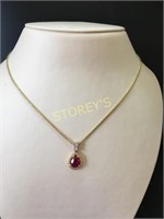 18kt Yellow Gold Ruby & Diamond Necklace - $3,750