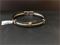 18kt Navy S/S 3 Row Cable Bracelet - $225