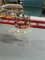 12 Libbey Holly and berries stem glasses