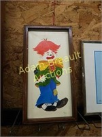 Wood frame 7 x 12 clown oil painting