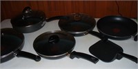 6 Assorted T-fal Fry Pans
