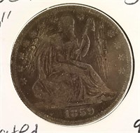 1859-O SEATED HALF DOLLAR SILVER COIN