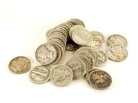QTY 5O UNSEARCHED ROLL MERCURY SILVER DIMES