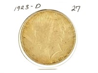 1923-D PEACE SILVER DOLLAR COIN