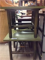 2 GREEN ACCENT END TABLES