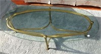 Glass Top Brass Tone Base Coffee Table