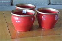 Trio of Painted Terra Cotta Pots