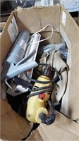 Box with Electric Drill, Caulk Gun & more