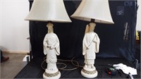2 Oriental Lamps with Shades - 30 Inches Tall
