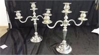 2 Silver Candle Holders 10 x 14