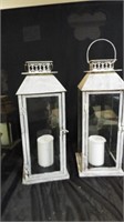 2 Metal and Glass Lanterns - 8 x 19